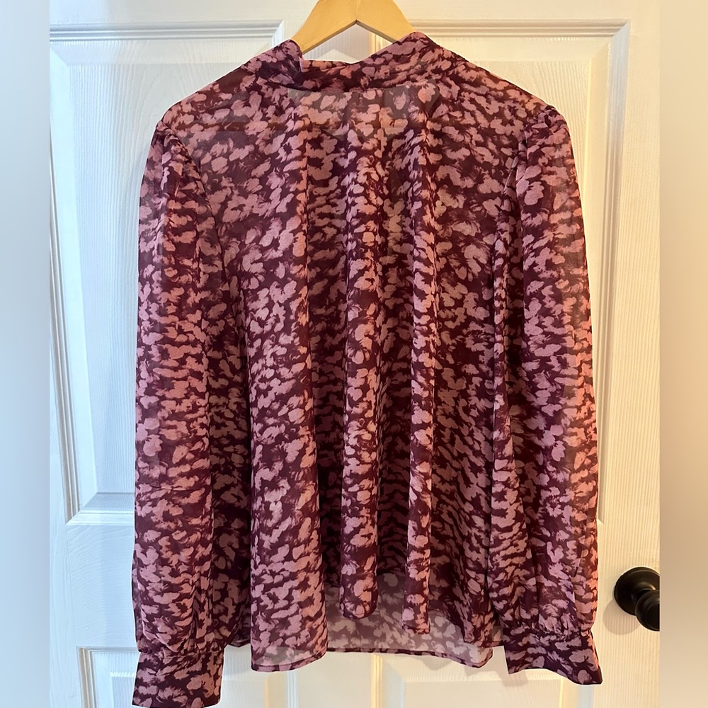 ASOS Sheer Floral Blouse with Back Bow 2X NWT